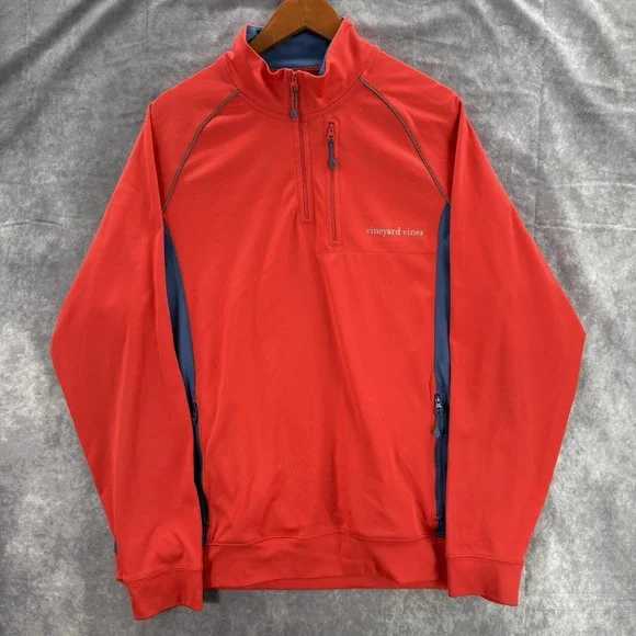 Vineyard Vines Quarter Zip Mens XL Red Pullover Golf Lightweight Long Sleeve - Picture 3 of 5